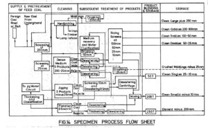 A flowchart of the process flow sheet for a plant.